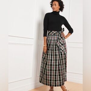 Talbots METALLIC TAFFETA PATIO SKIRT - CELEBRATE PLAID size 8